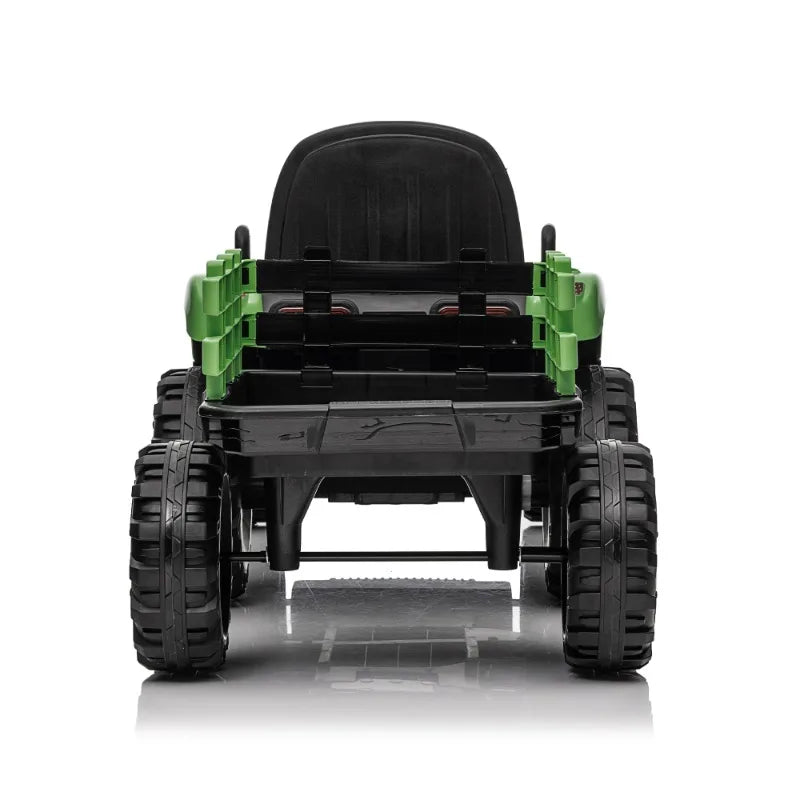 24V 400W Powered Electric Tractor Toy  with Trailer, W/Remote Control,Three Speed Adjustable,Bluetooth,Two-point Safety Belt. AXSSIBLZ