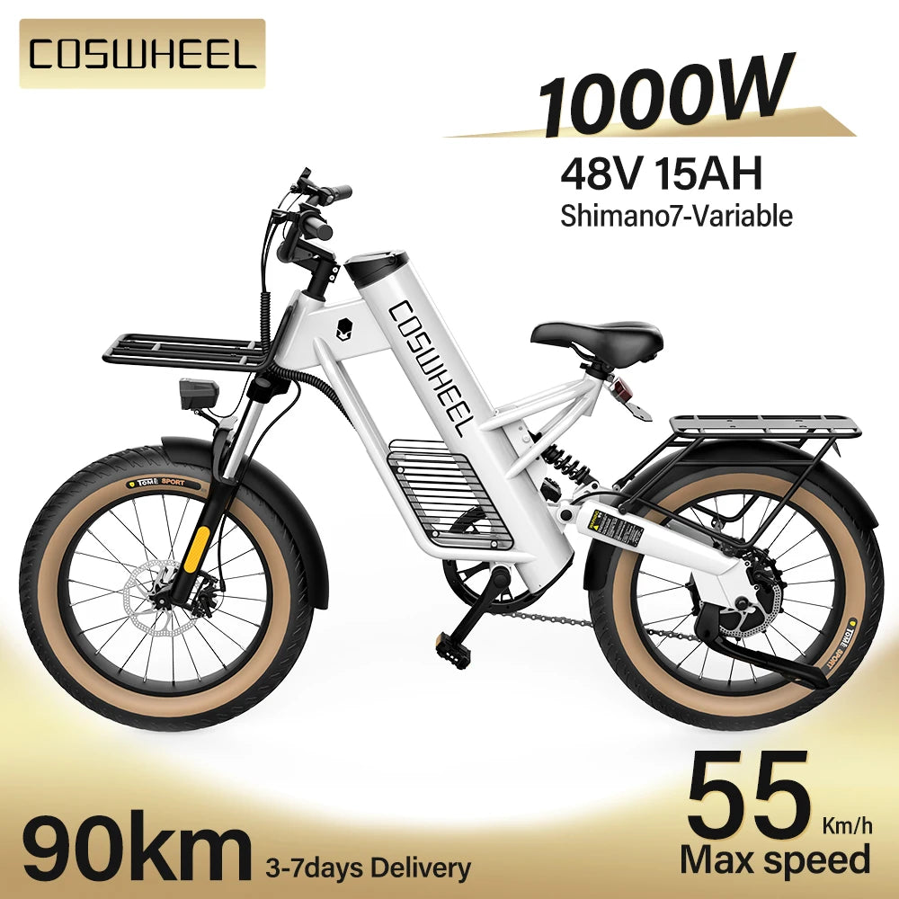 Coswheel M20 PowerRide 1000W Electric Bike Ultimate 20-inch All-Terrain Ebike with 48V Battery AXSSIBLZ