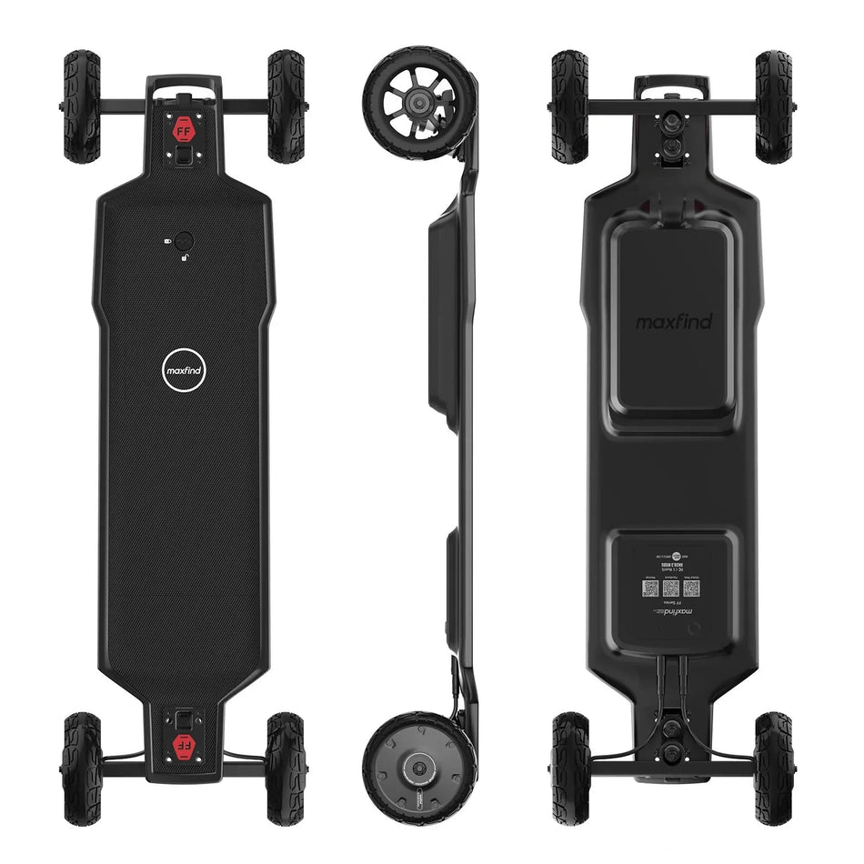 Maxfind FF AT High-Speed 165MM Wheels Off-Road Electric Skateboard 3000W Power with Fast Swappable Battery Design AXSSIBLZ