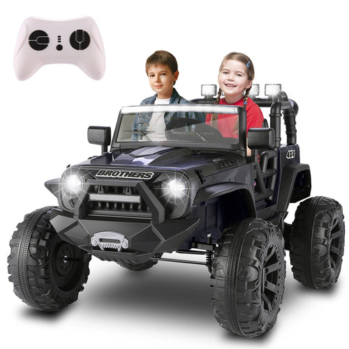 2 Seater Ride on Car with Remote Control - 24V Battery Powered Electric Truck for Kids, 2x200W Strong Motor, Spring Suspension AXSSIBLZ