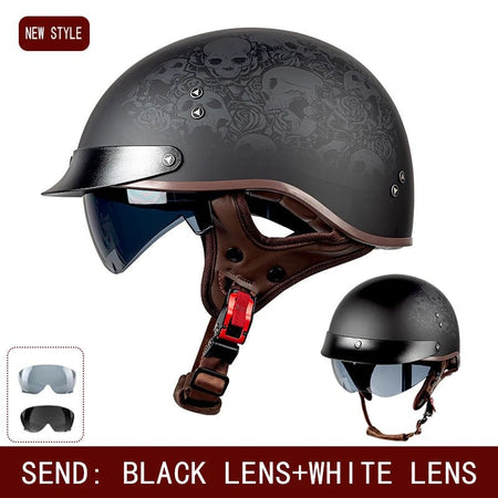 Retro helmet motorcycle helmet motorcycle half helmet four seasons summer wear endoscopic safety hat helmet cruise helmet Riding AXSSIBLZ