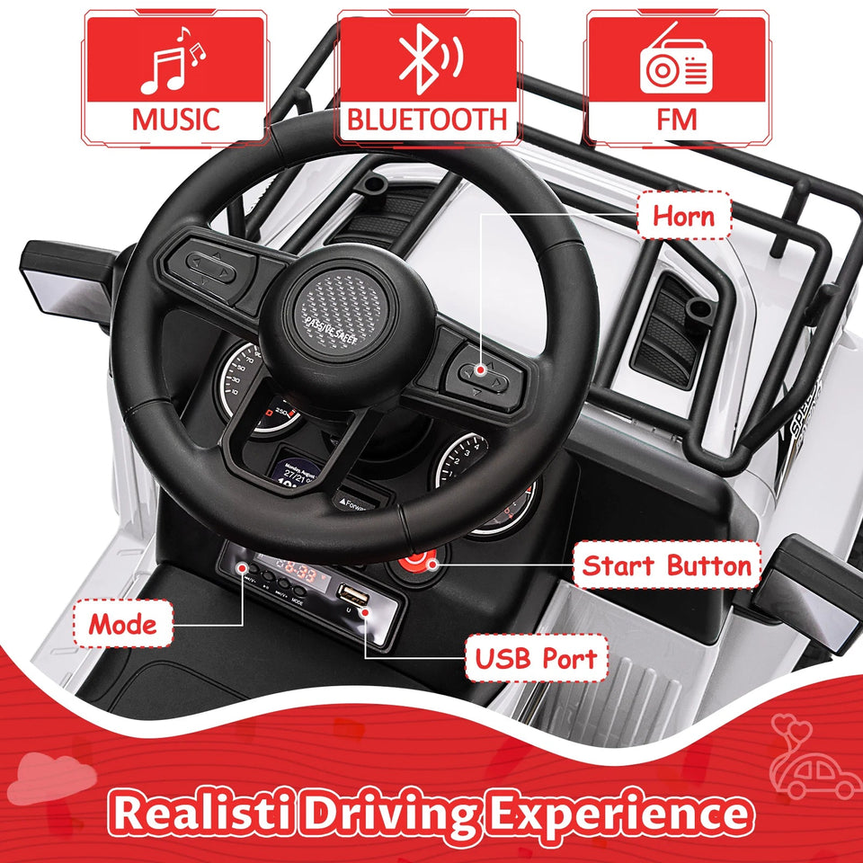 6V Ride On Car Battery Powered Electric Car for Kids with LED Light FM Horn Rear Storage Riding 4 Wheels Toy for Aged 3-6 Years AXSSIBLZ