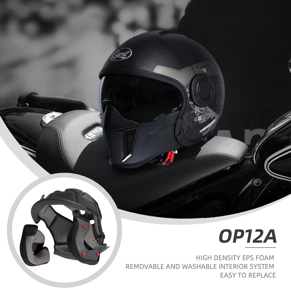 Motorcycle Helmet Full Face Open Face Helmet Modular Helmets Double Lens Quick Release Buckle Men Women CYRIL OP12A Cascos Moto AXSSIBLZ