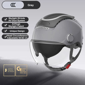 BIBEE Electric Motorcycle Helmet Summer Breathable Electric Bike Open Face Helmet Men Women Dual Lenses Jet Scooter Half Helmets AXSSIBLZ