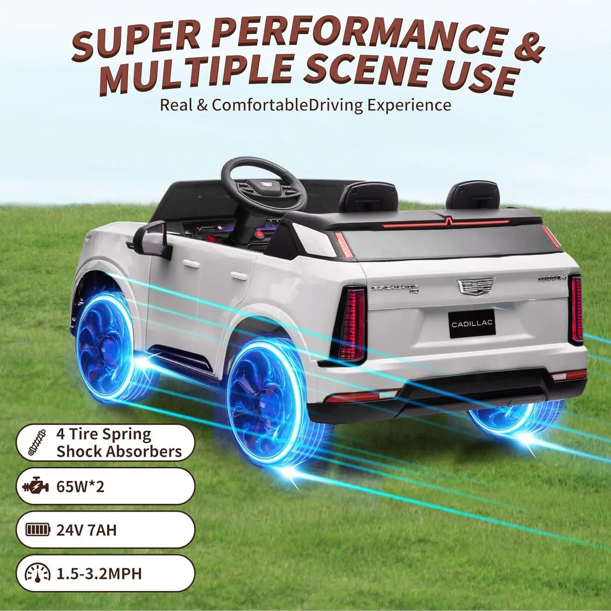 24V Ride On Car, Licensed Battery Powered Electric Vehicle w/Remote Control, 2 Seater, 4-Wheel Shock Absorbers, Smooth Start AXSSIBLZ