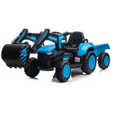 12V 25W*2 3 in 1 Kids Ride on Excavator & Tractor with Detachable Trailer, Kids Electric Vehicles with Remote Control, Digger AXSSIBLZ
