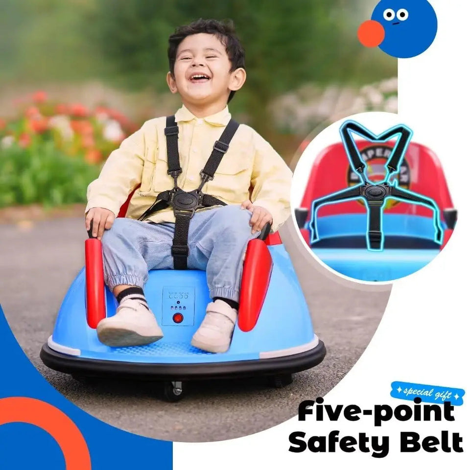 12V Bumper Car for Kids Toddler 1.5-6 Years with Remote Control Bluetooth Music 3 Speeds DIY License Plate Electric Ride on Toys AXSSIBLZ