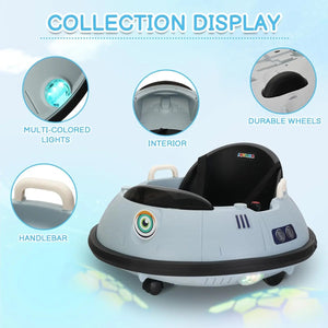 Electric Bumper Car for Kids & Toddlers, 12V Ride On UFO Bumping Toy Car Gifts, Manual and Remote Control, LED Lights, 360 Degre AXSSIBLZ