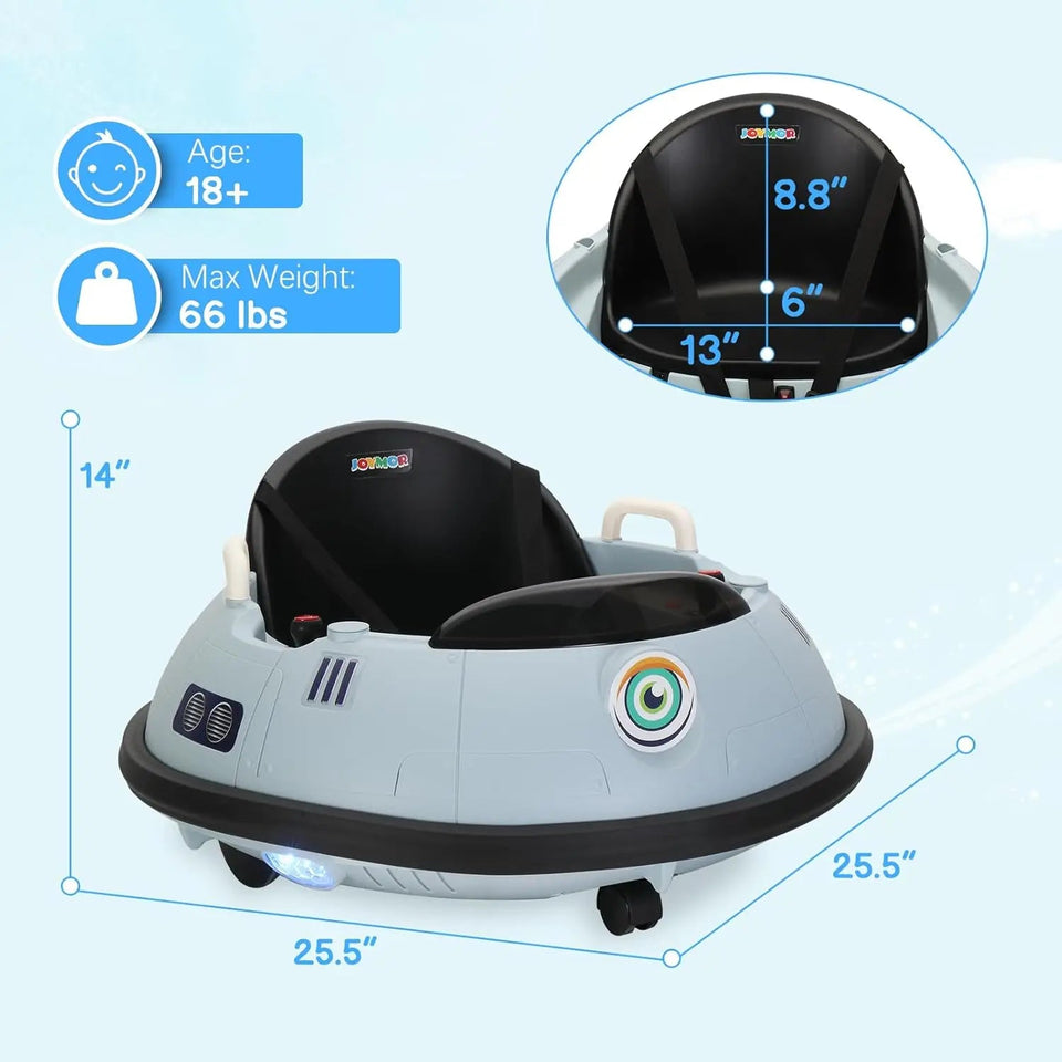 Electric Bumper Car for Kids & Toddlers, 12V Ride On UFO Bumping Toy Car Gifts, Manual and Remote Control, LED Lights, 360 Degre AXSSIBLZ