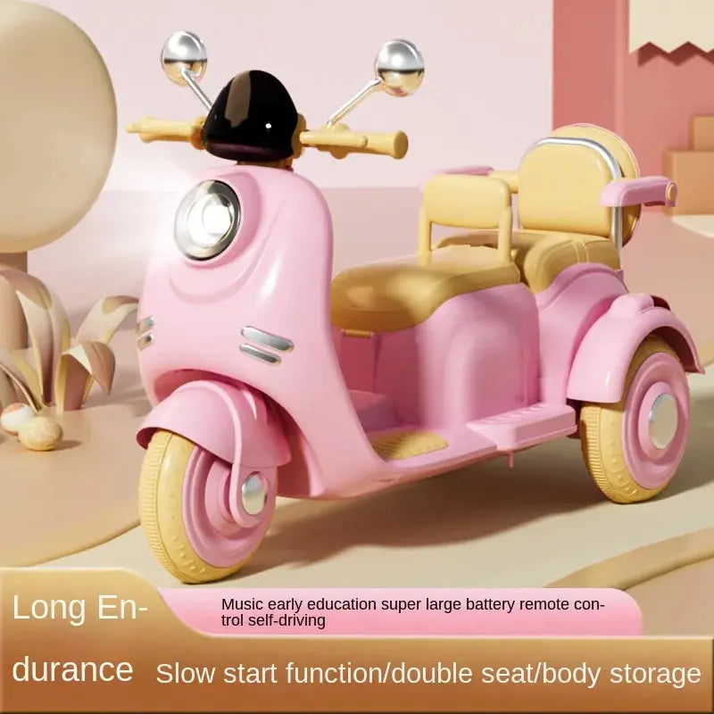 Pink Double Toy Tricycle Electric Motorcycle