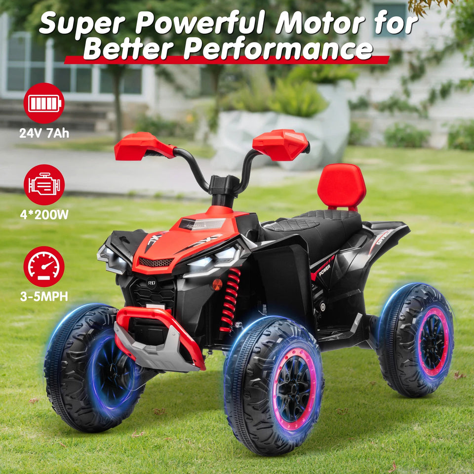 Kids ATV 4 Wheeler, JOYRACER Upgraded 2 Seater 24V Ride On Toy for Big Kid w/800W Powerful Motor, Battery Powered AXSSIBLZ