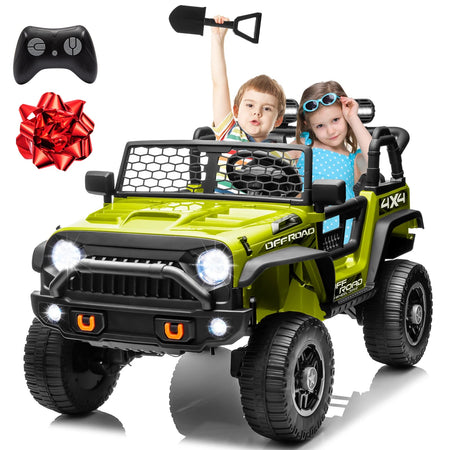 24V Ride on Car Truck with Remote Control & 2 Seater, 4WD/2WD Switchable 400W Powered Ride on Toys with Shovel Spring Suspension AXSSIBLZ