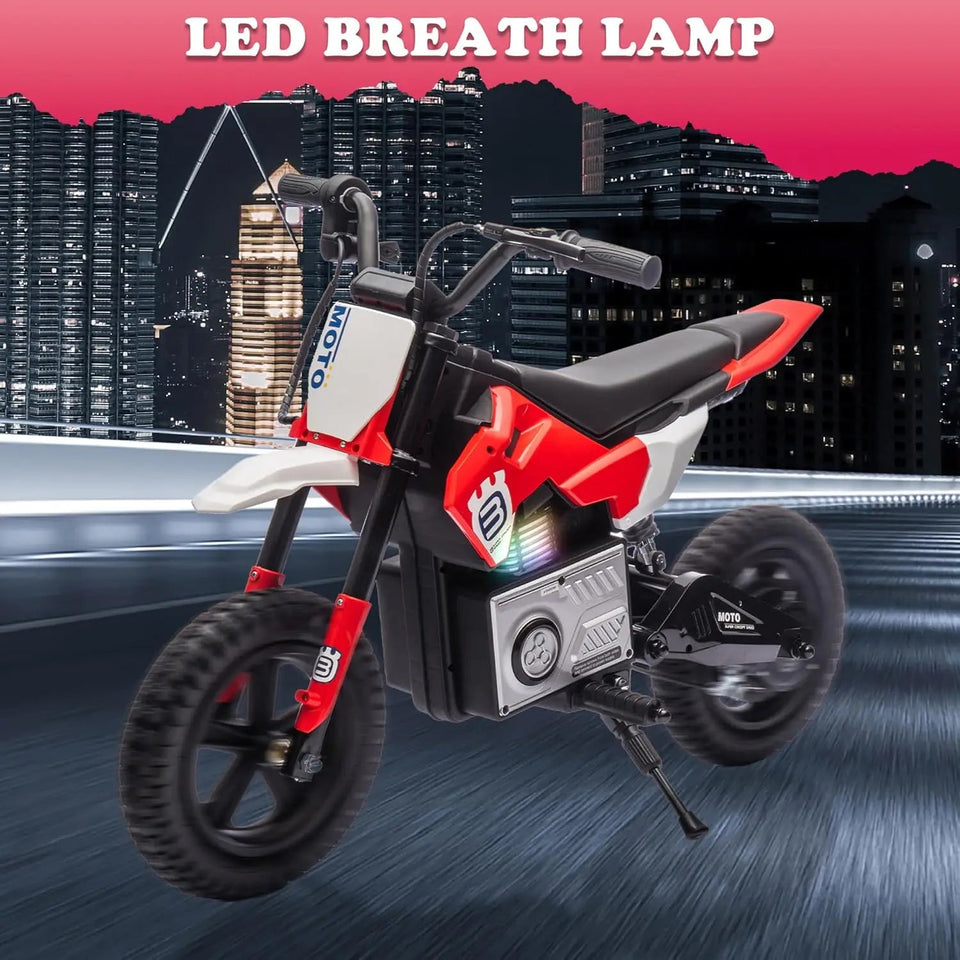 Electric Motorcycle for Kids Ages 5-15, 24V 200W Higher Speed Electric Dirt Bike, Kids Ride On Motorcycle with Rear Wheel Shock AXSSIBLZ