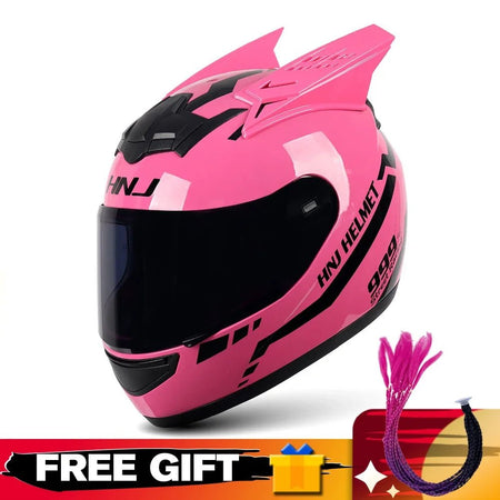 Helmets Motorcycle Personality Horn Motocross Helmet Full Face Motorbike Helmet Breathable Casco Ear Moto Helmets for Men Women AXSSIBLZ