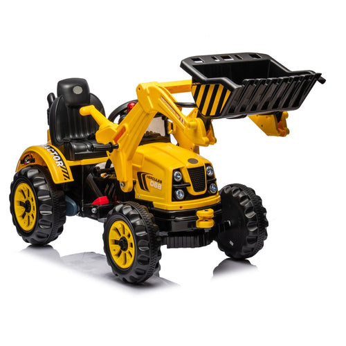 12V Ride On Excavator 2 Speeds Battery Powered Construction Vehicles Front Loader Ride On Car With Horn Safety Belt For Kids AXSSIBLZ
