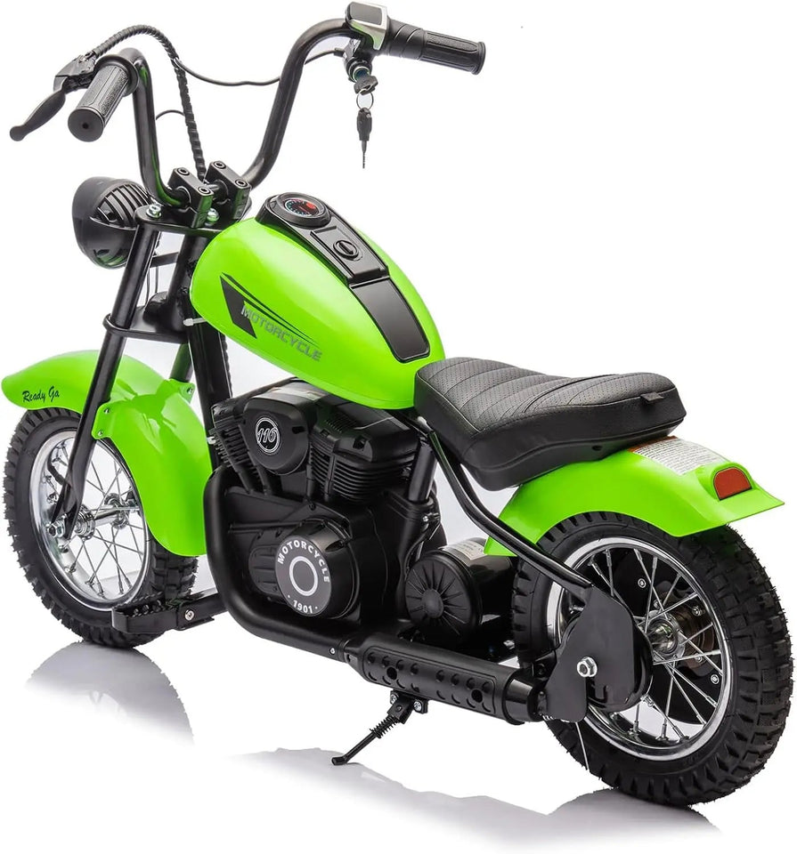 24V Electric Dirt Bike, 250W Electric Motorcycle w/LED Light, Leather Seat- Two Speed Max Up to 14MPH & 60 Minutes Motorbike AXSSIBLZ