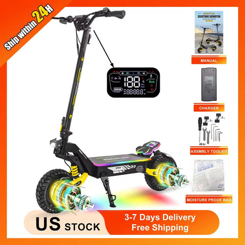 Electric Scooters 40mph 2400W Dual Motors 52V23AH Lithium Battery E Scooter Adult Hydraulic Brake 11'' Off-Road Tires Escooter AXSSIBLZ