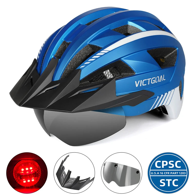 VictoSafe MTB Helmet – Complete Protection with LED, Visor & Goggles for Cyclists AXSSIBLZ