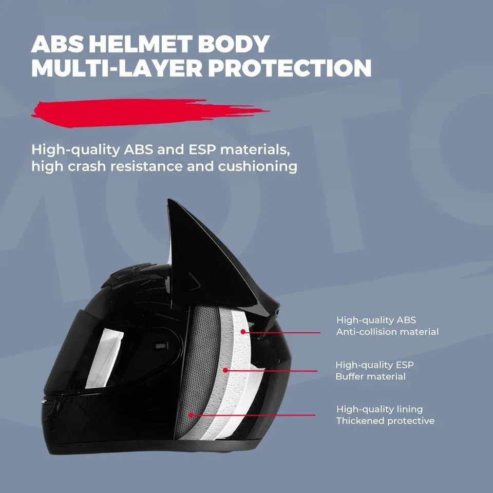 Motorcycle Helmet Full Face Bat Ears For Man Detachable Horns Summer Breathable Motorcross Racing MotorBike Safety Moto Helmets AXSSIBLZ