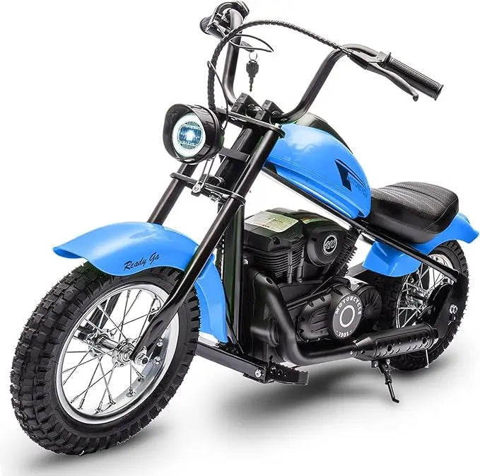 Electric Motorcycle for Kids, 24V 250W Kids Electric Dirt Bike Two Speed Max Up to 14MPH & 60 Minutes Continuous with Led Lights AXSSIBLZ