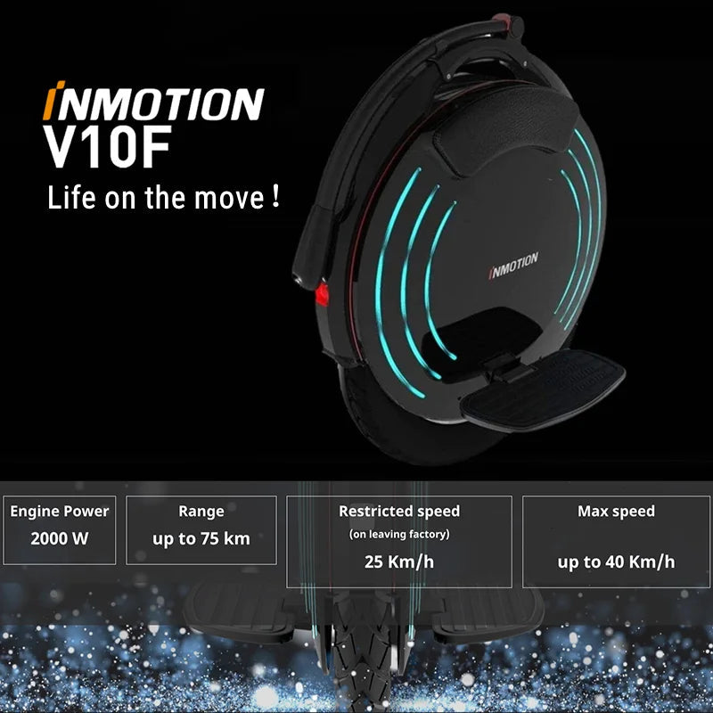 Original INMOTION V10F Self Balance Scooter 84V 960Wh Battery 2000W Motor Unicycle 40km/h Speed with APP Smart Monowheel EUC AXSSIBLZ