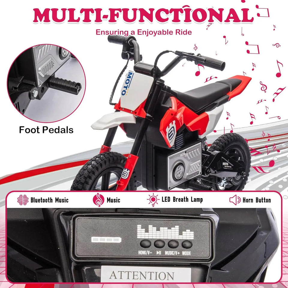 Electric Motorcycle for Kids Ages 5-15, 24V 200W Higher Speed Electric Dirt Bike, Kids Ride On Motorcycle with Rear Wheel Shock AXSSIBLZ