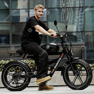 Electric Motorcycle Adults 750Watt 52V27AH Lithium Battery Electric Bikes Full Suspension Hydraulic Brake 20*4 Fat Tire Bicycle AXSSIBLZ