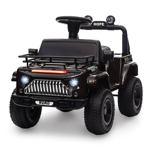 6V Ride On Car Battery Powered Electric Car for Kids with LED Light FM Horn Rear Storage Riding 4 Wheels Toy for Aged 3-6 Years AXSSIBLZ