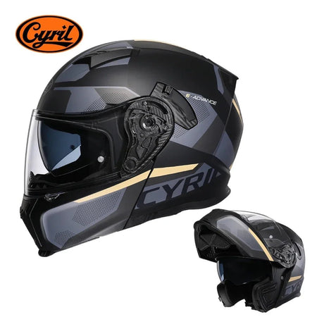 Motorcycle Helmet Dual Visor Modular Flip Up Full Face Helmet for Adult Men Women DOT ECE Approved Casco Moto CYRIL AH121 AXSSIBLZ