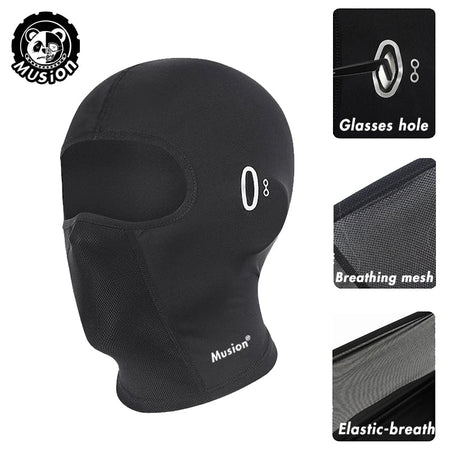 Musion Cycling Helmet Balaclava with Glasses Hole Motorcycle Full Face Mask Sun Protection Ice Silk Biker Headgear Breathable fo AXSSIBLZ