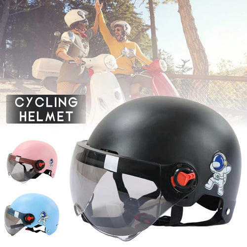 Men Motorcycle Helmet,Woman Electric Motor Car Scooter Bike Open Face Half Helmet,Anti-UV Safety Hat Bicycle Cap with Goggles AXSSIBLZ
