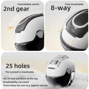 BIBEE Electric Motorcycle Helmet Summer Breathable Electric Bike Open Face Helmet Men Women Dual Lenses Jet Scooter Half Helmets AXSSIBLZ