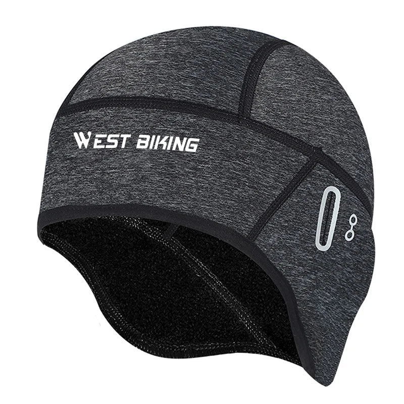WEST BIKING Winter Fleece Cycling Cap Windproof Thermal Skull Cap Helmet Liner Running Skiing Motocycle Riding Men MTB Bike Hat AXSSIBLZ