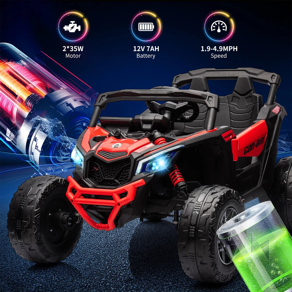 Kids UTV, Electric Ride on UTV Car, Licensed Can-Am Electric Off-Road Car, Ride On Truck Car w/Remote Control, Large Seat AXSSIBLZ