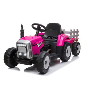 12V Kids  Electric Ride on Tractor Car & Trailer W/MP3 Player & LED Light Remote Control Battery Powered Gift for Xmas AXSSIBLZ