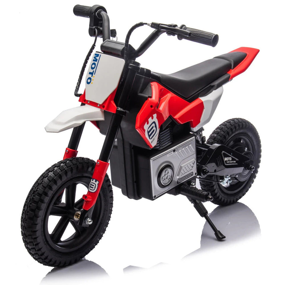 24V Kids Ride on Electric Toy Motocross Motorcycle 200W High Speed Hub Motor Rear Wheel Shock Absorber Adjustable Speed LED AXSSIBLZ