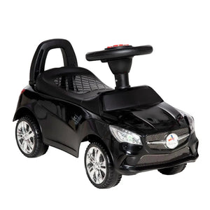 Kids Ride On Push Car, Foot-to-Floor Walking Sliding Toy Car for Toddler with Working Horn, Music, Headlights and Storage, Black AXSSIBLZ