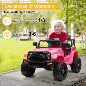 Kids' Ride on Vehicles Dual Drive 12V 4.5A.h with 2.4G Remote Control Jeep Pink Outdoor Fun Toys AXSSIBLZ