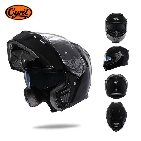 Full Face Motorcycle Helmet with Dual Visor Cyril Flip-up Motorcycle Helmet with Bluetooth Slot For Adult DOT Approved Helmet AXSSIBLZ