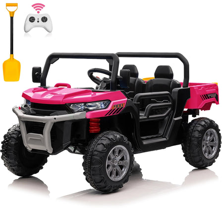 24V Ride on Dump Truck, 2 Seater Kids UTV Electric Car w/2.4G Remote Control, 4 Wheeler, Bluetooth Music, LED Lights, 24 Volt Ba AXSSIBLZ