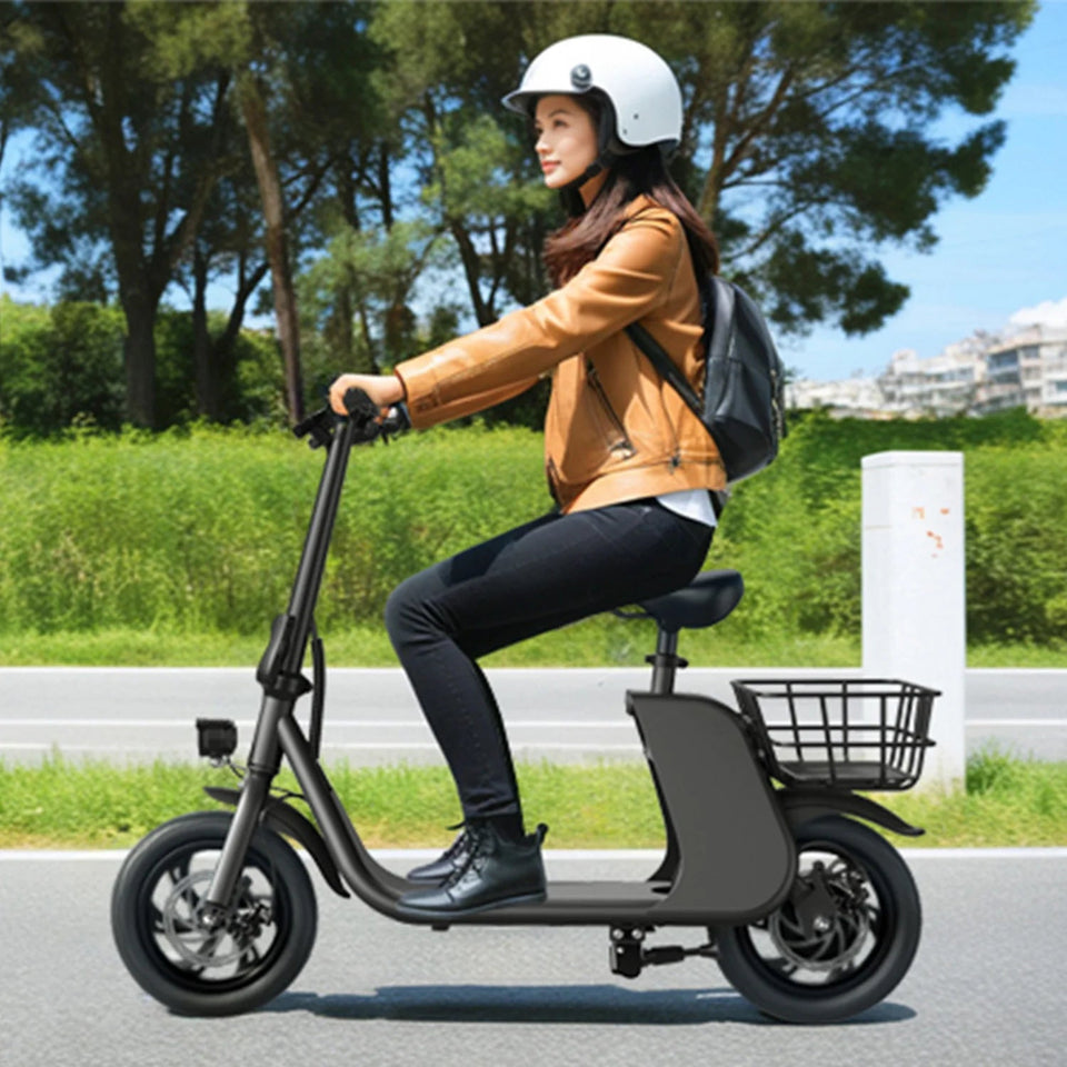 500W carbon steel electric front and rear dual disc brake bicycle for urban commuting with basket, adult electric bicycle AXSSIBLZ