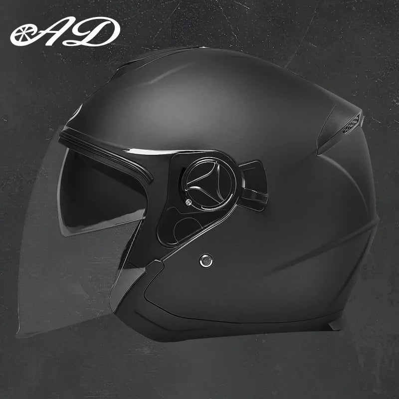 Motorcycle helmet half face double lens four seasons men's and women's motorcycle half 3/4 open face helmet  AXSSIBLZ