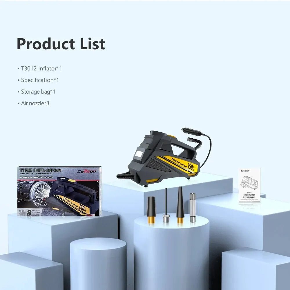 C3012 Ultimate Corded Portable 12V PowerPump 150PSI Electric Tire Inflator & Car Air Compressor AXSSIBLZ