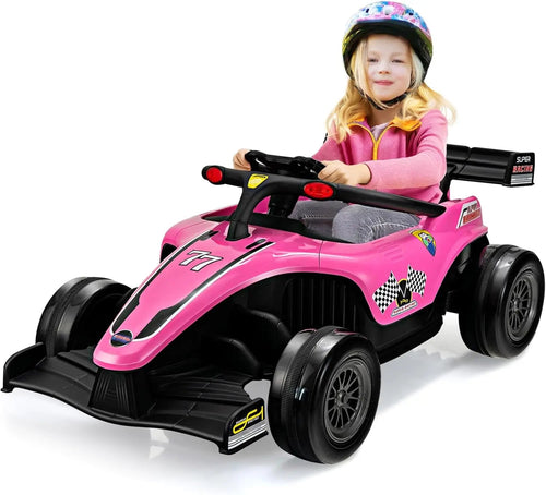 12V Ride On Car for Kids, F1 Racing Electric Vehicle for Toddlers with Remote Control, Battery Powered Motorized Toy with Music, AXSSIBLZ
