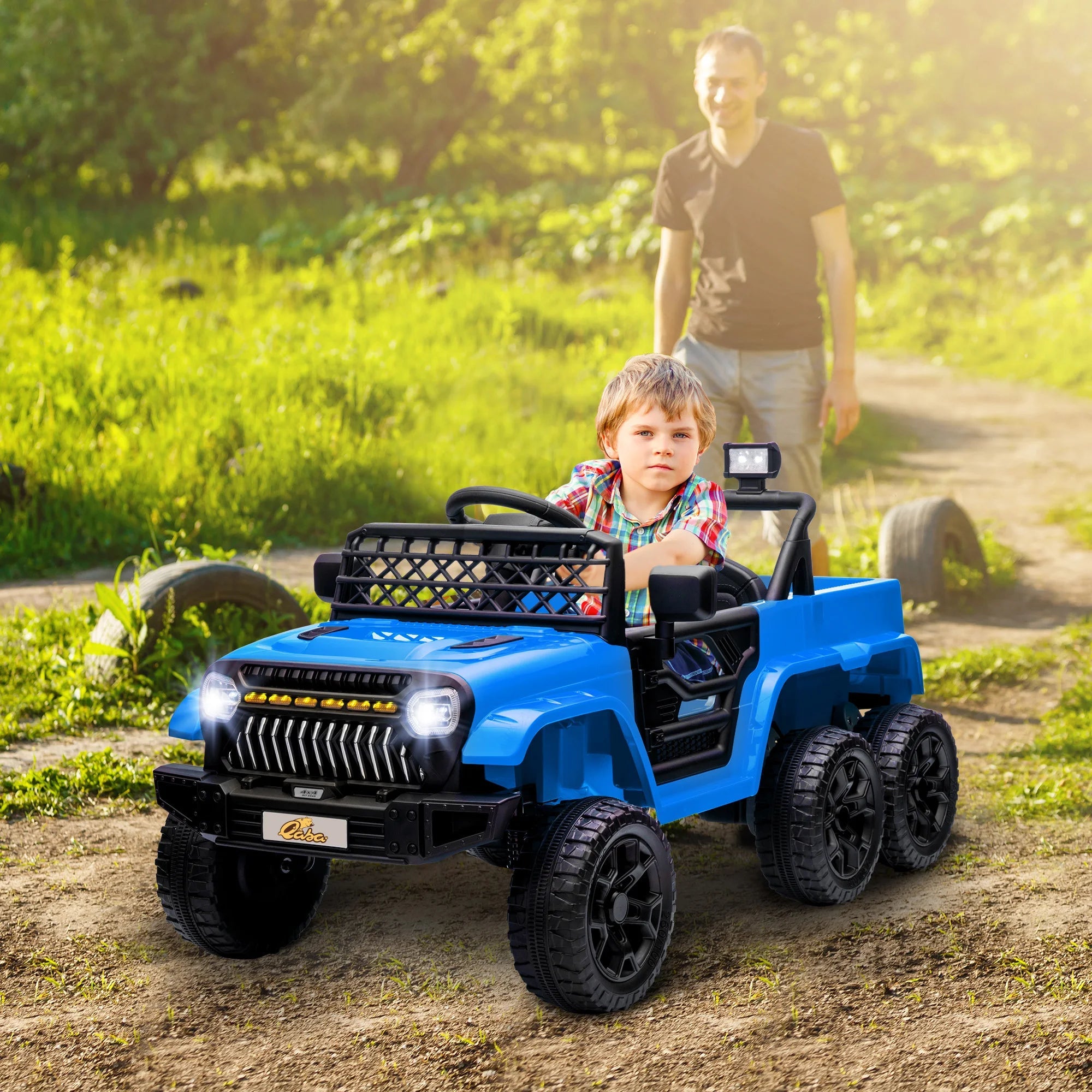 12V Kids Electric Car W/ 2Wd/4Wd Switchable, Remote Control Light Blue AXSSIBLZ