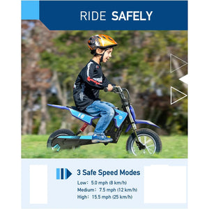 Hiboy 36V&300W Electric Motorcycle - Up to 15.5MPH & 13.7 Miles Long-Range, 3-Speed Modes Electric Dirt Bike for Kids Ages 3-10 AXSSIBLZ