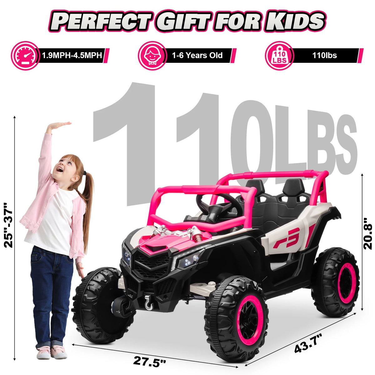 24V Ride On Car for Kids w/Remote Control, JOYRACER Battery Powered Off-Road UTV, 4x150W Motors,4 Shock Absorbers, 4.5 Mph Max S AXSSIBLZ