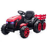 Kids Ride On Tractor with Trailer 12V Battery Powered Electric Kids Car Vehicle Toys with Dual Motors,Remote Control,LED Lights AXSSIBLZ
