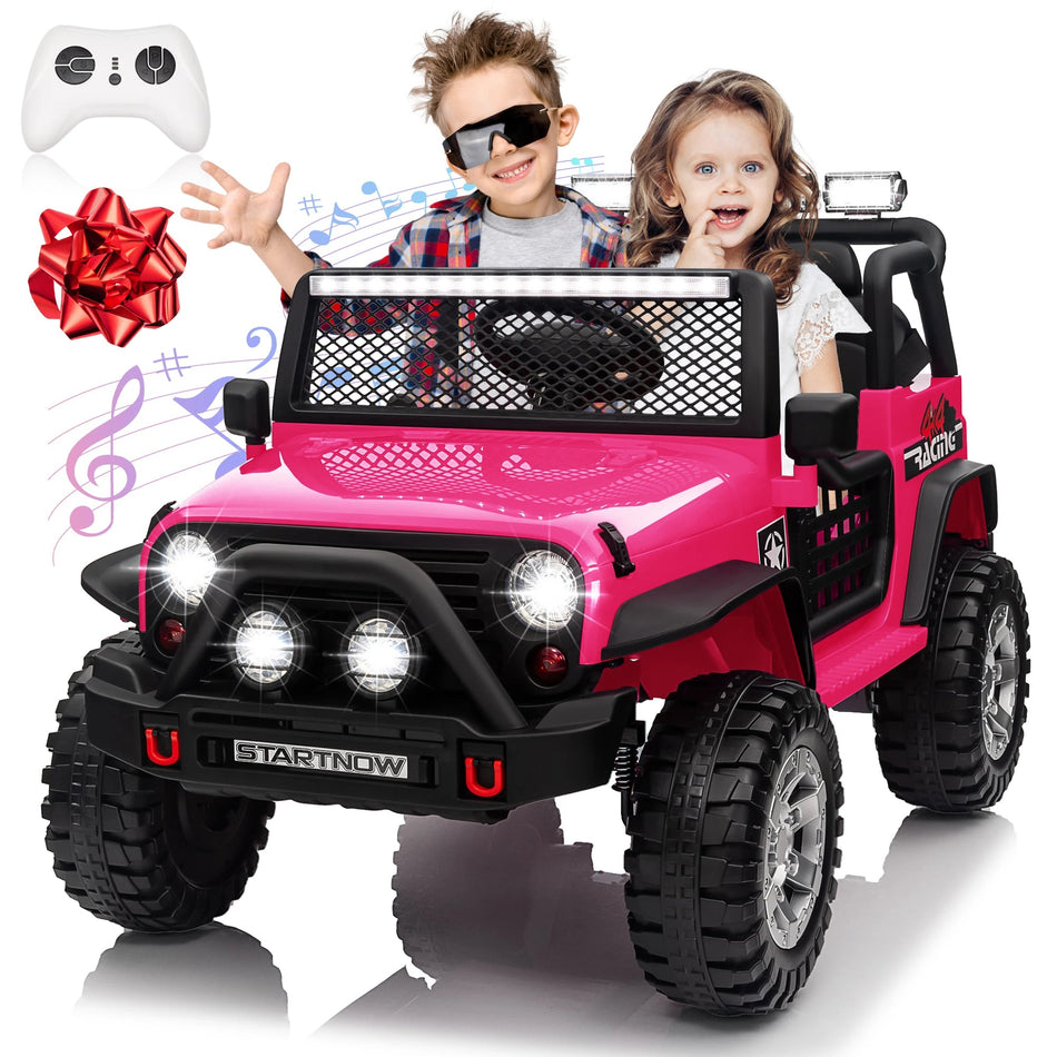 24V 4WD Ride on Car Power 4 Wheels w/Gift Flower, Remote Control, 2 Seater, 4X200W Motor, 3 Speeds, Pop Music, Spring Suspension AXSSIBLZ