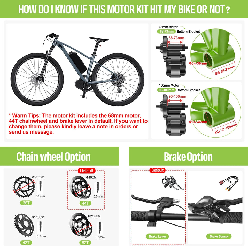 Bafang 750W BBS02B Mid-Drive Ebike Conversion Kit – High-Performance Motor & Hailong Battery (48V/52V, 17.5Ah/20Ah) AXSSIBLZ